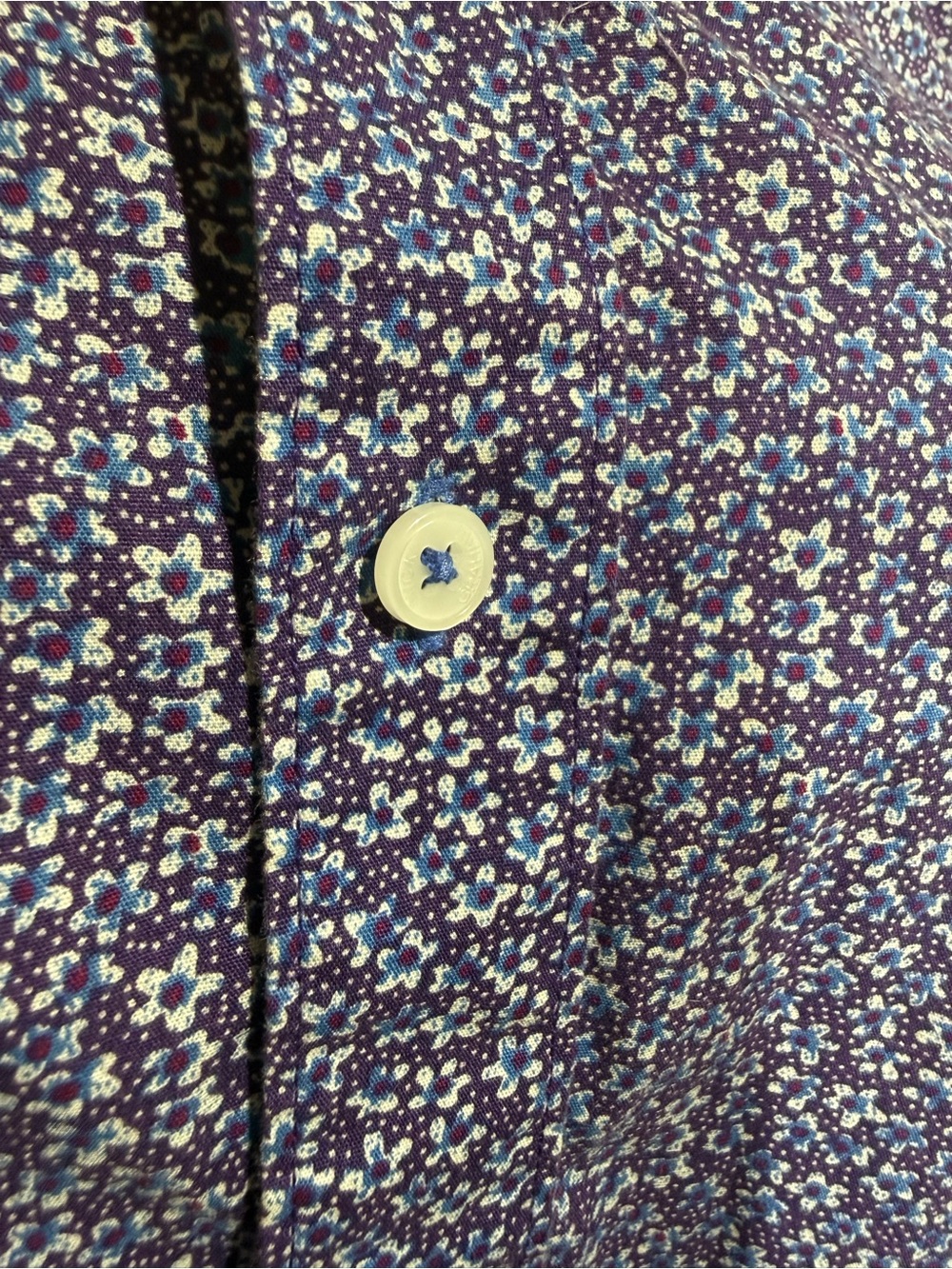 Upcycled Purple Floral Ruffle Collar Button-Down Nick Graham Shirt - Picture 5 of 7